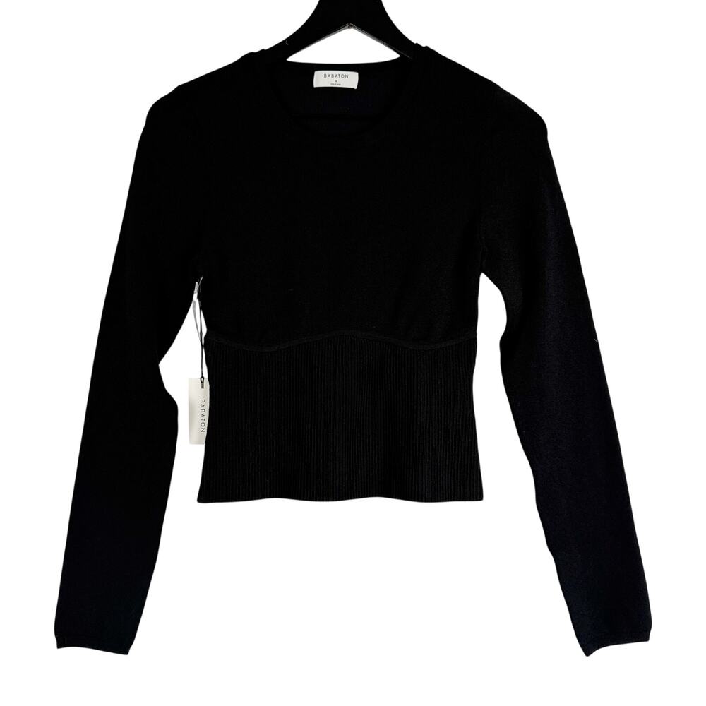 New Babaton Aritzia Sculpt Knit Empire Long Sleeve Top Corset Black $88 - M